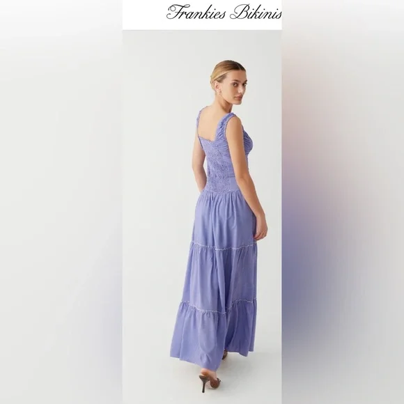 NWT Frankies Bikinis Christabelle Ruffle Maxi Dress Size:M -  conticontadores.com.br